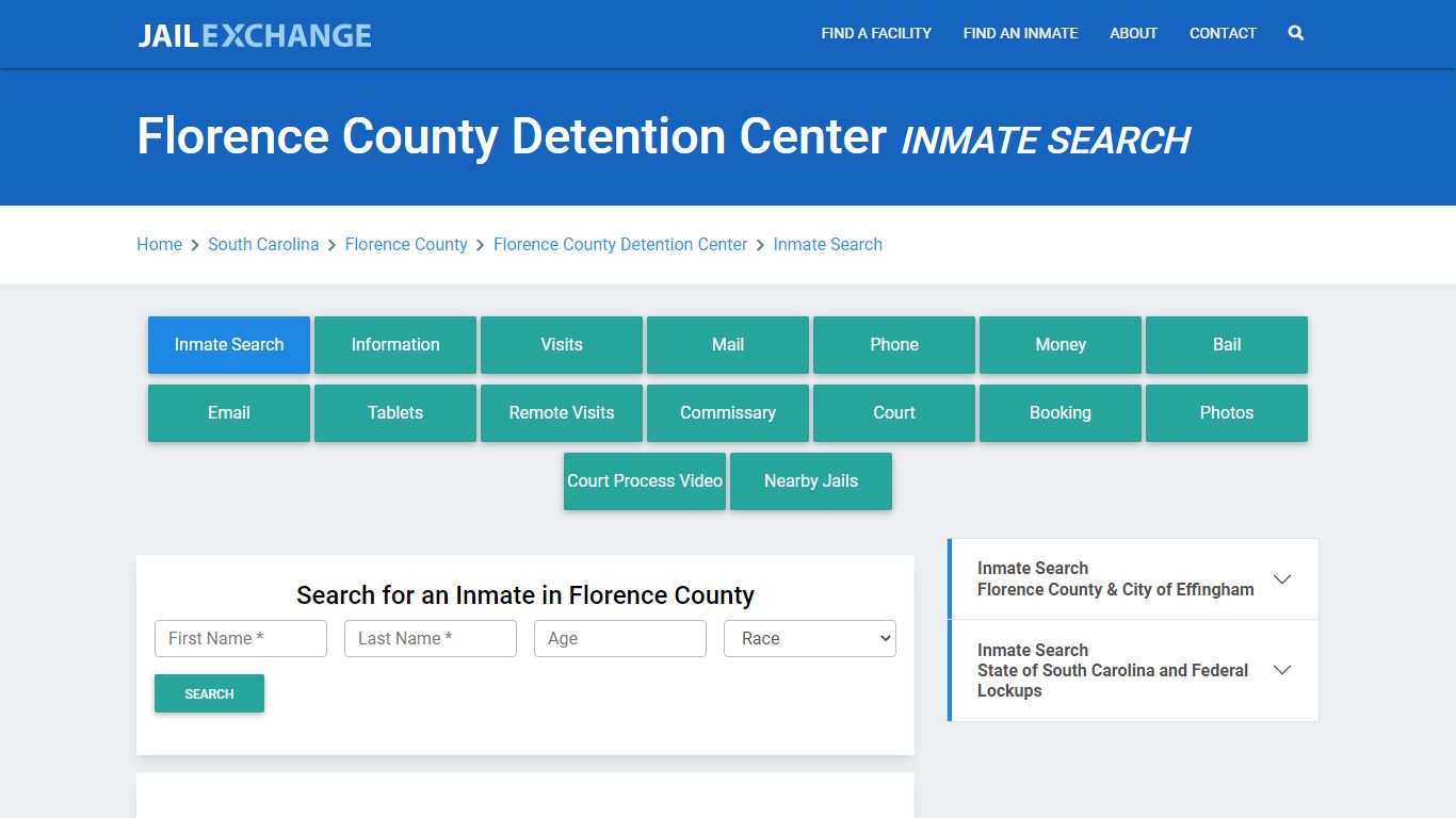 Florence County Detention Center Inmate Search - Jail Exchange